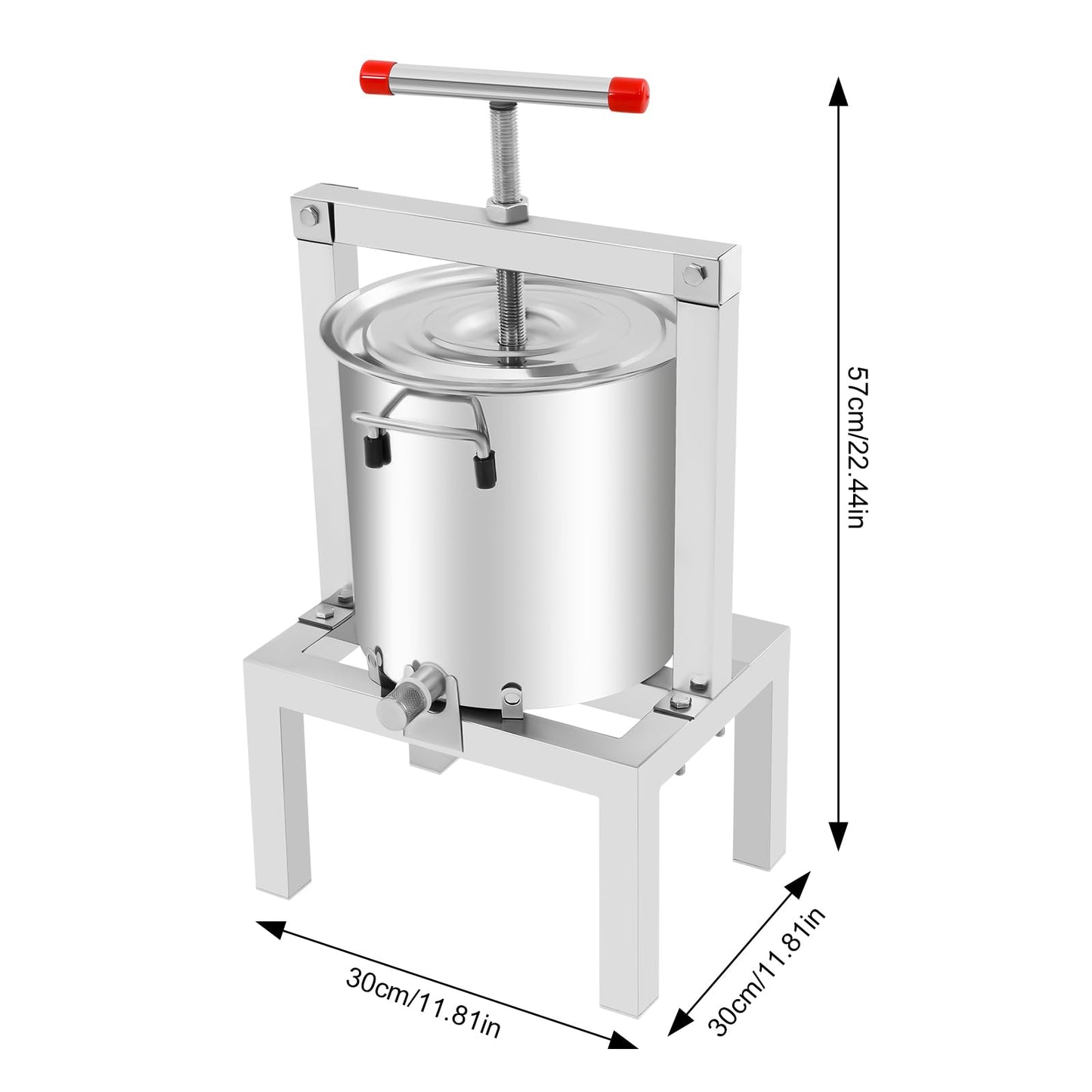 10L/2.6Gal Fruit Wine Press, DIY Large Manual Juice Press Maker Beeswax Extractor with T-Handle, Stainless Steel Cider, Grape, Apple Press Machine for Wine and Juice Making