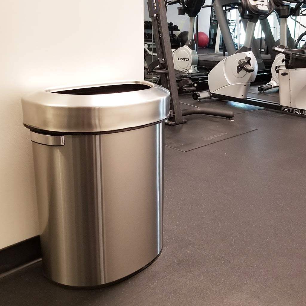 iTouchless 18 Gallon Semi-Round Stainless Steel Open Top Trash Can and Recycle Bin, 68 Liter, Slim and Space-Saving Design for Home, Office, Kitchen, Restaurant, Restroom, Large Capacity