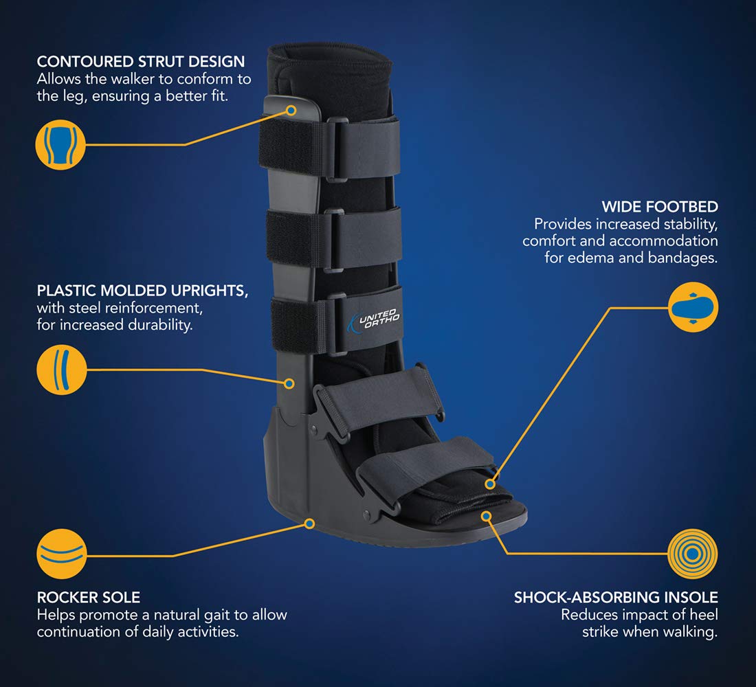 United Ortho Cam Walker Fracture Boot, Medium, Black