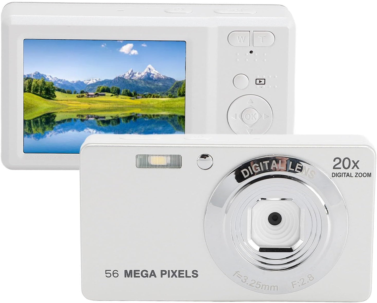 ciciglow 4K 56MP 1080P 20X 128GB Digital Camera, Autofocus Compact Camera, Zoom Anti Shake Portable Webcam Video Camera