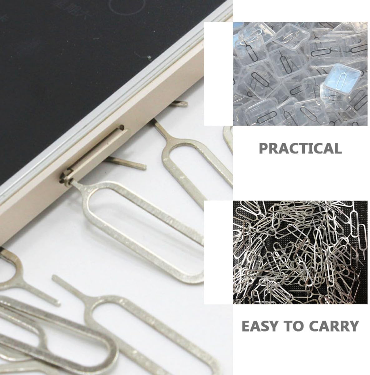 400pcs Beaupretty Sim Card Removal Pins Ejector Tool for Smartphones Universal Phone Sim Eject Pin Silver Metal