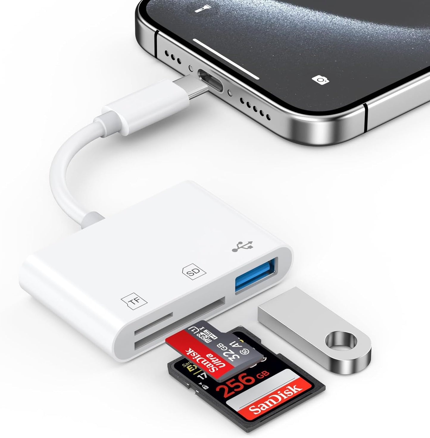 Smilebridge 17 16 15 3-in-1 USB C SD Card Reader for iPhone Pro Max iPad MacBook, Type C Memory Trail Camera Card