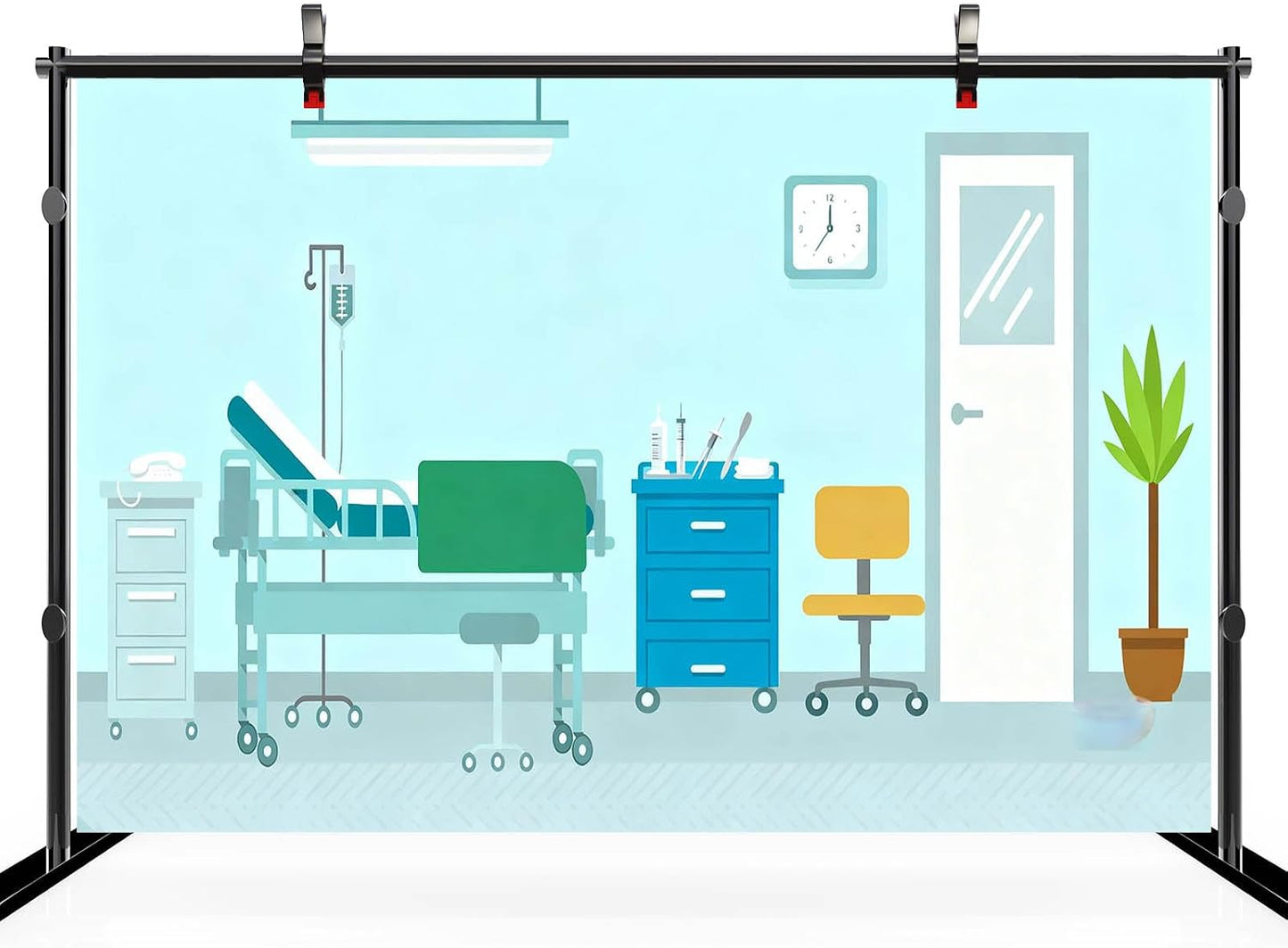 CHNYWORK 5x3ft Cartoon Operating Room Backdrop Hospital Ward Surgery Anesthesia Bed Medical Equipment Background Kids