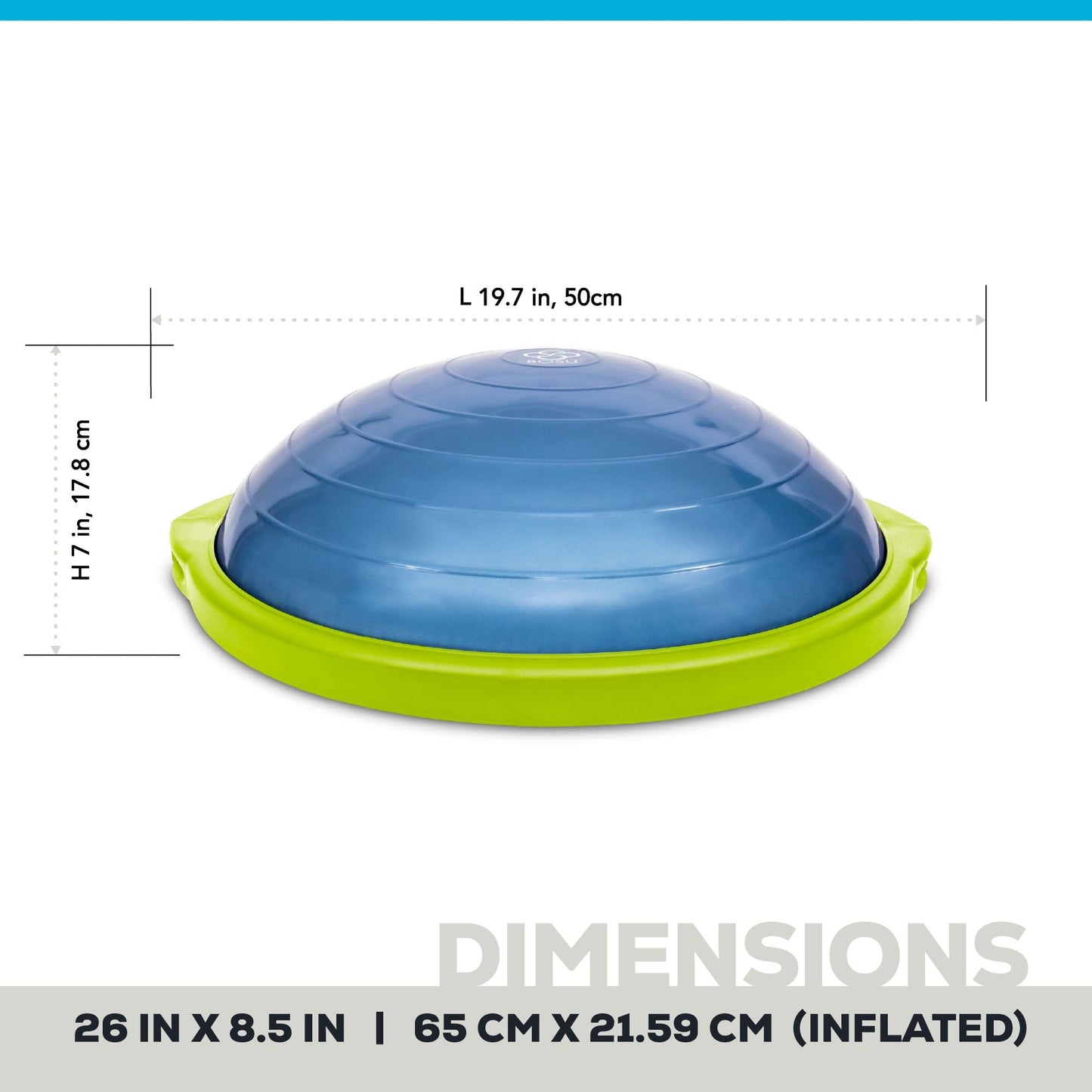 Bosu 72-15850 Home Gym Equipment The Original Balance Trainer 22in Diameter, Blue and Green