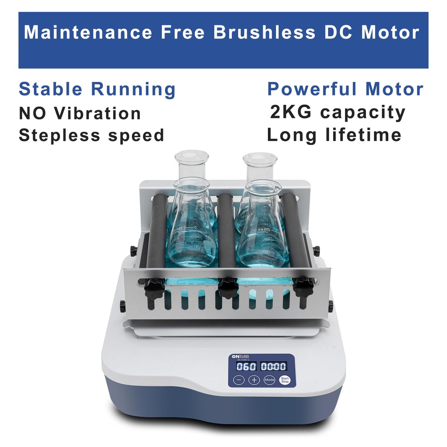 ONiLAB Digital Orbital Shaker 40-200RPM, Replaceable Workplate 9.85"x9.65" Capacity 2KGS, Orbital Rotator Shaker with Continuous Mode or Timer Mode(1min-99h59min), Labs and Classrooms