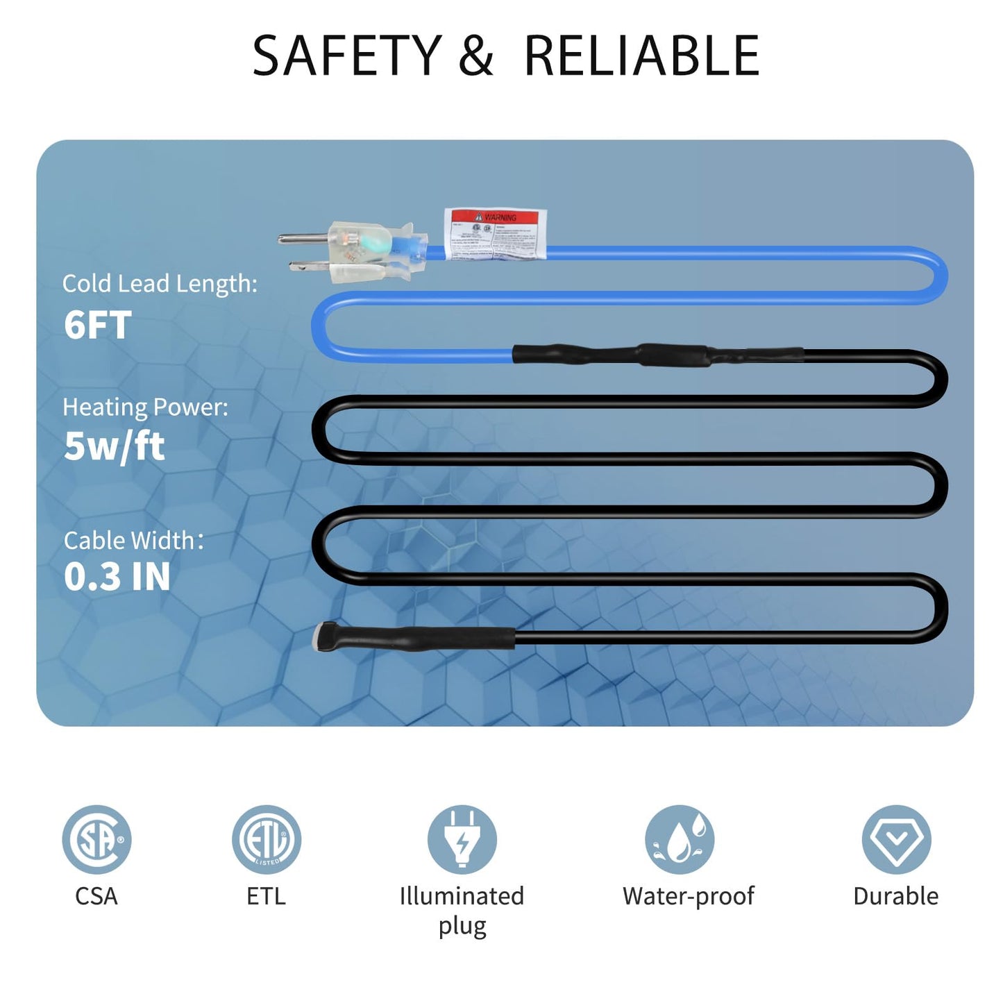 TOPDURE 240ft 5w/ft Roof Heat Tape, Constant Wattage, CSA ETL Certified, Perfect for Ice Dam Control on Roofs and Gutters, 120V