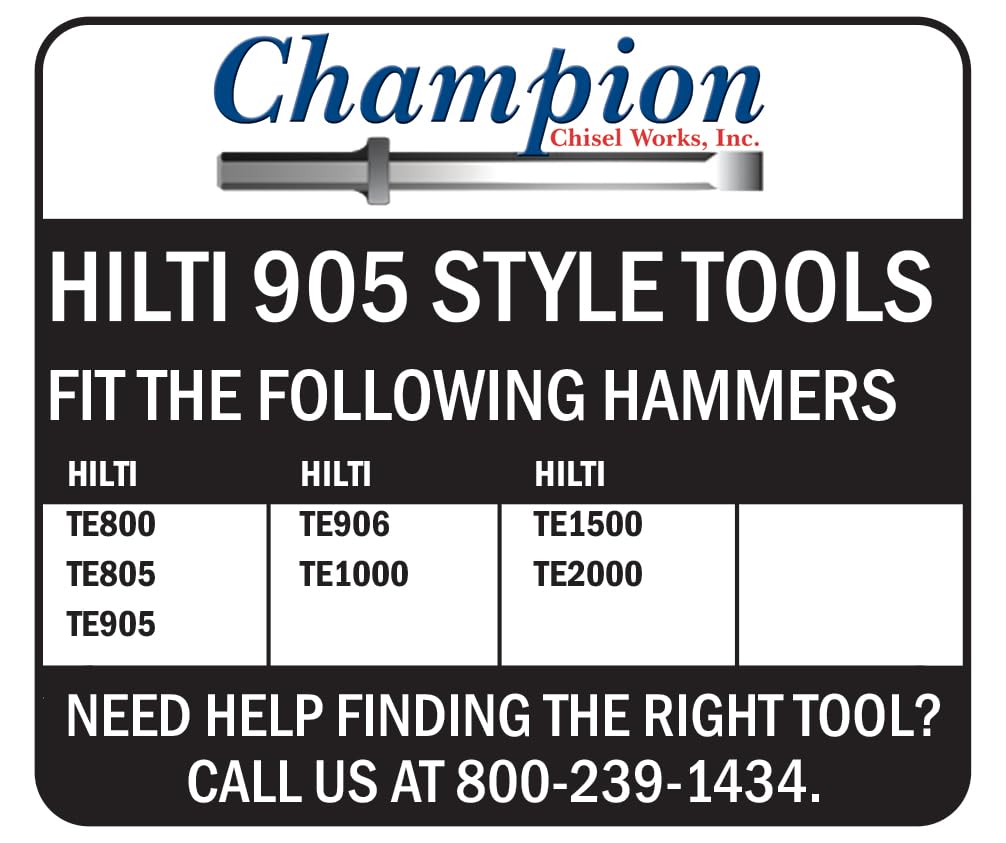 19.5" Long 805/905 TE-S Shank Style Asphalt Cutter, 5" Wide HEAVY DUTY - Use in the Following TE Hammer Models - 800, 805, 905, 906, 1000, 1500, 2000 that Use the TE-S Style Shanks - Champion Chisels
