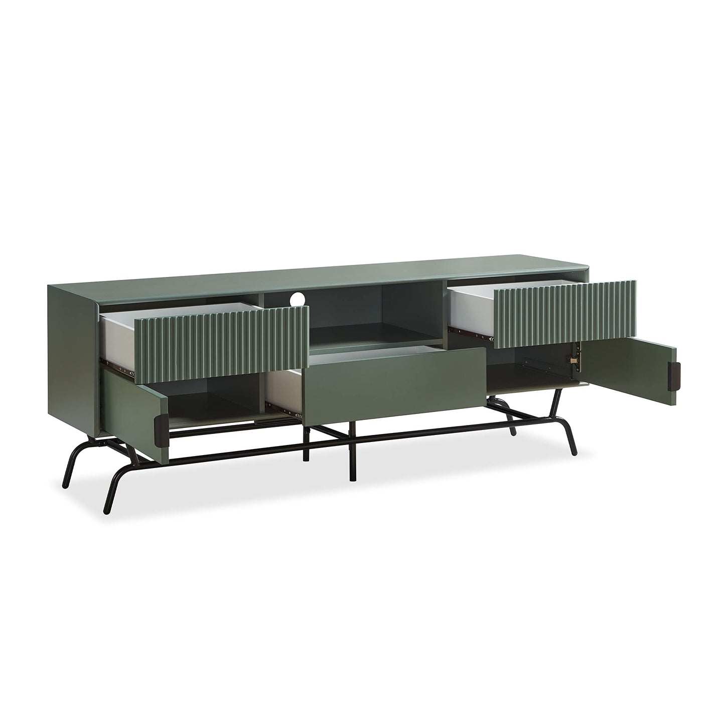 24/7 Shop at Home Quin Modern TV Stand with Storage Drawers, Media Console Cabinet, Entertainment Center for 65 inch Television, Unique Living Room Furniture, Sage Green