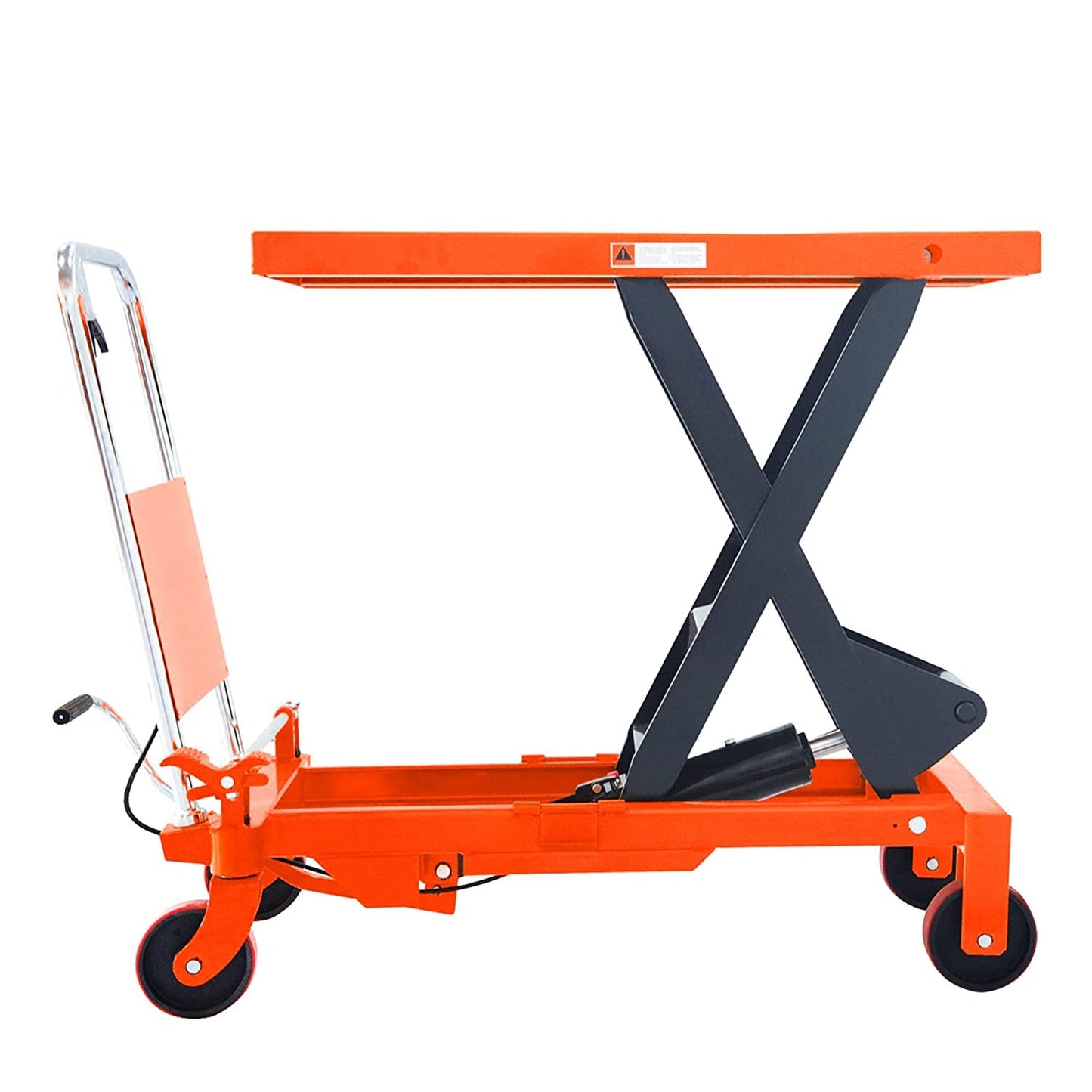 Tory Carrier Hydraulic Scissor 1760LBS Capacity, Cart Lift Table Cart 39.4”Lifting Height, Manual Scissor Lift Table 4 Wheels and Foot Pump, Elevating Hydraulic Cart for Material Handling