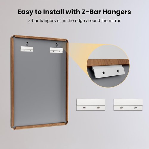 LOAAO Bathroom Mirror - 22X30 Inch Rounded Rectangle Design with Wood Grain Metal Frame | Anti-Rust, Versatile Hanging Options