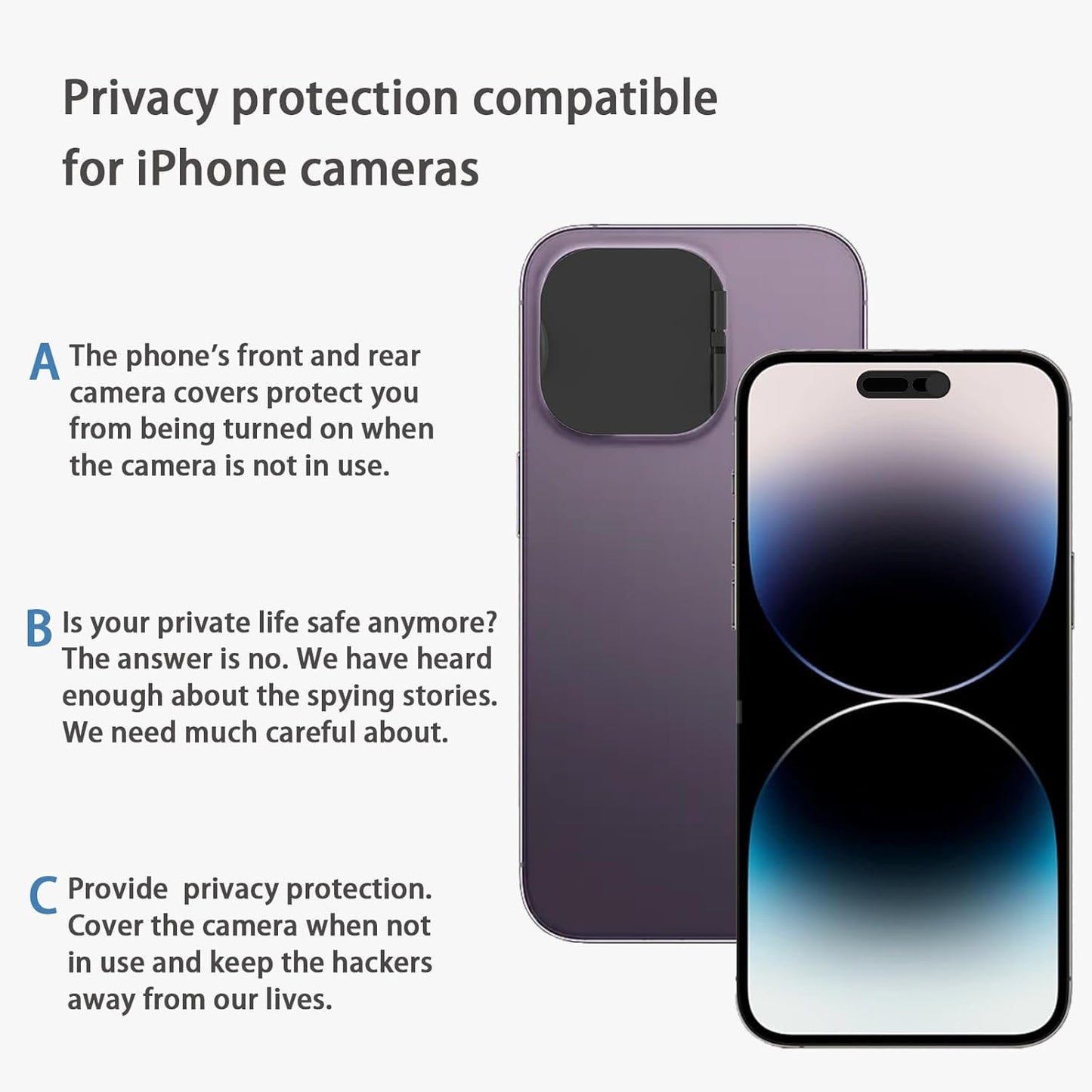 EYSOFT 14 Pro/14 Recognition2Pack Privacy Cover Compatible for iPhone Pro Max with Front Camera Cover,Protect Privacy