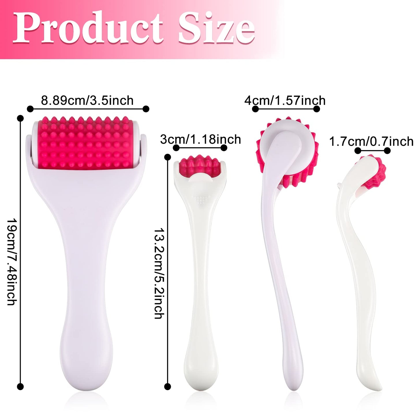 Tondiamo 2 Pcs Muscle Roller Gifts Stick Fascia Body Cellulite Face Muscle Massage Roller Manual Massage Tools for Relief Neck Arm Back Leg Body Deep Release(White,Silicone)