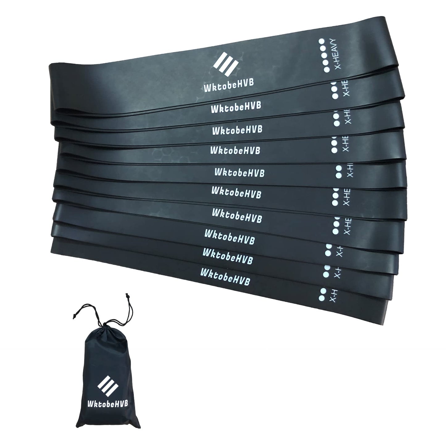 WktobeHVB Resistance Loop Exercise Bands-Stretch Bands for Working Out with Carry Bag-Elastic Band for Physical Therapy, Rehab, Yoga, Pilates and Strength Training (10×2 Inch, Black 10 Pack (X-Heavy))