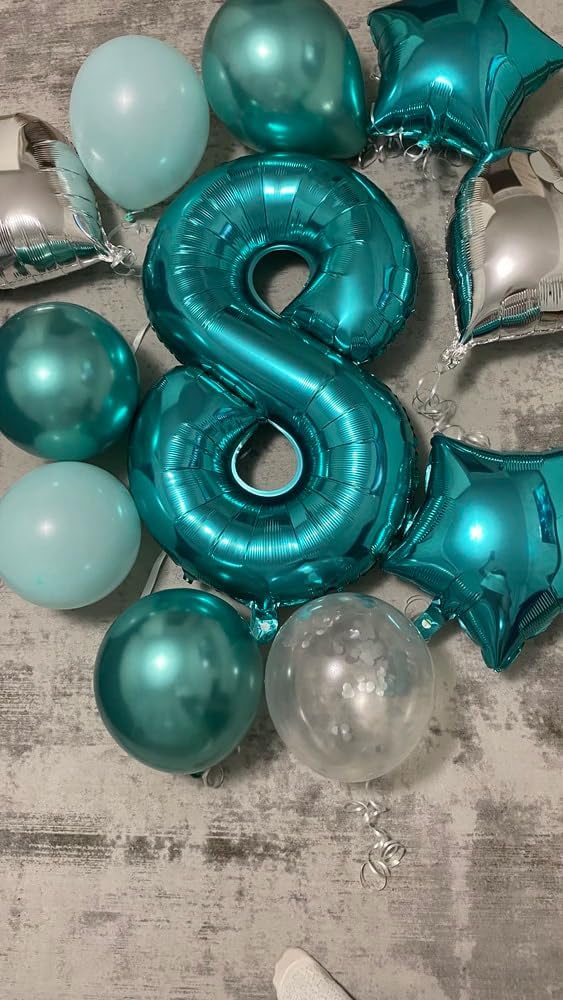 Teal Blue Number 4 Balloon - 40 Inch Large Birthday Decoration for Girls' 4th Party