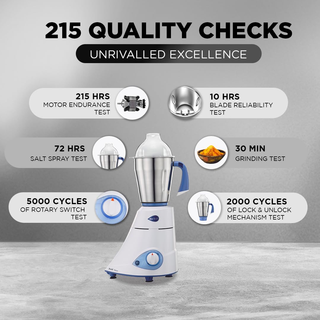 Preethi Blue Leaf Platinum 550 Watts 3 Jar Indian Mixer Grinder 110 Volts
