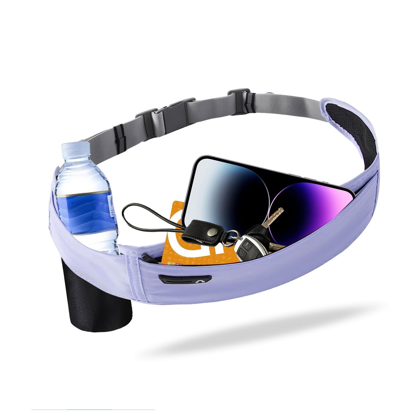 Running Hydration Belt with Water Bottle Holder for Men Women, Bounce-Free Phone Storage Waist Pack, Reflective Adjustable Marathon Belt for Jogging Trail Running,Fits All Phones(Blue)
