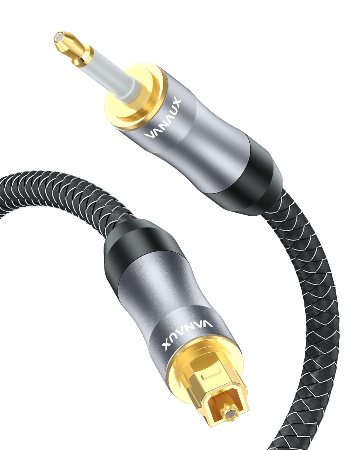 Cable,24K (2ft/0.6m) VANAUX Toslink to Mini Toslink Digital Optical Cable,S/PDIF Fiber Optic Audio Gold Plated