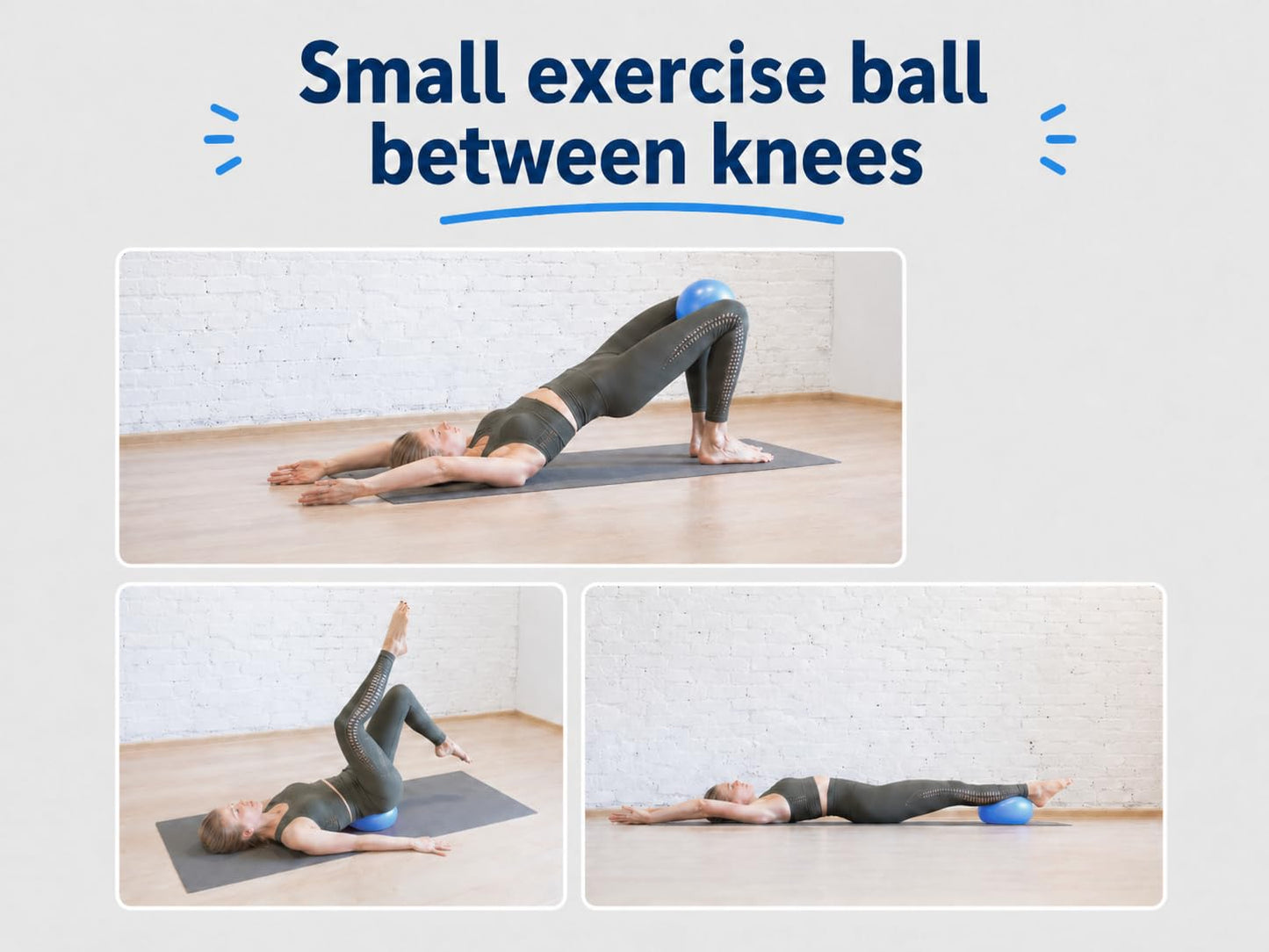 CIZEBO Small Exercise Ball Between Knees, 6 inch Pilates Ball with Needle Pump, Mini Yoga Ball for Core Stability Workout Fitness, Blue