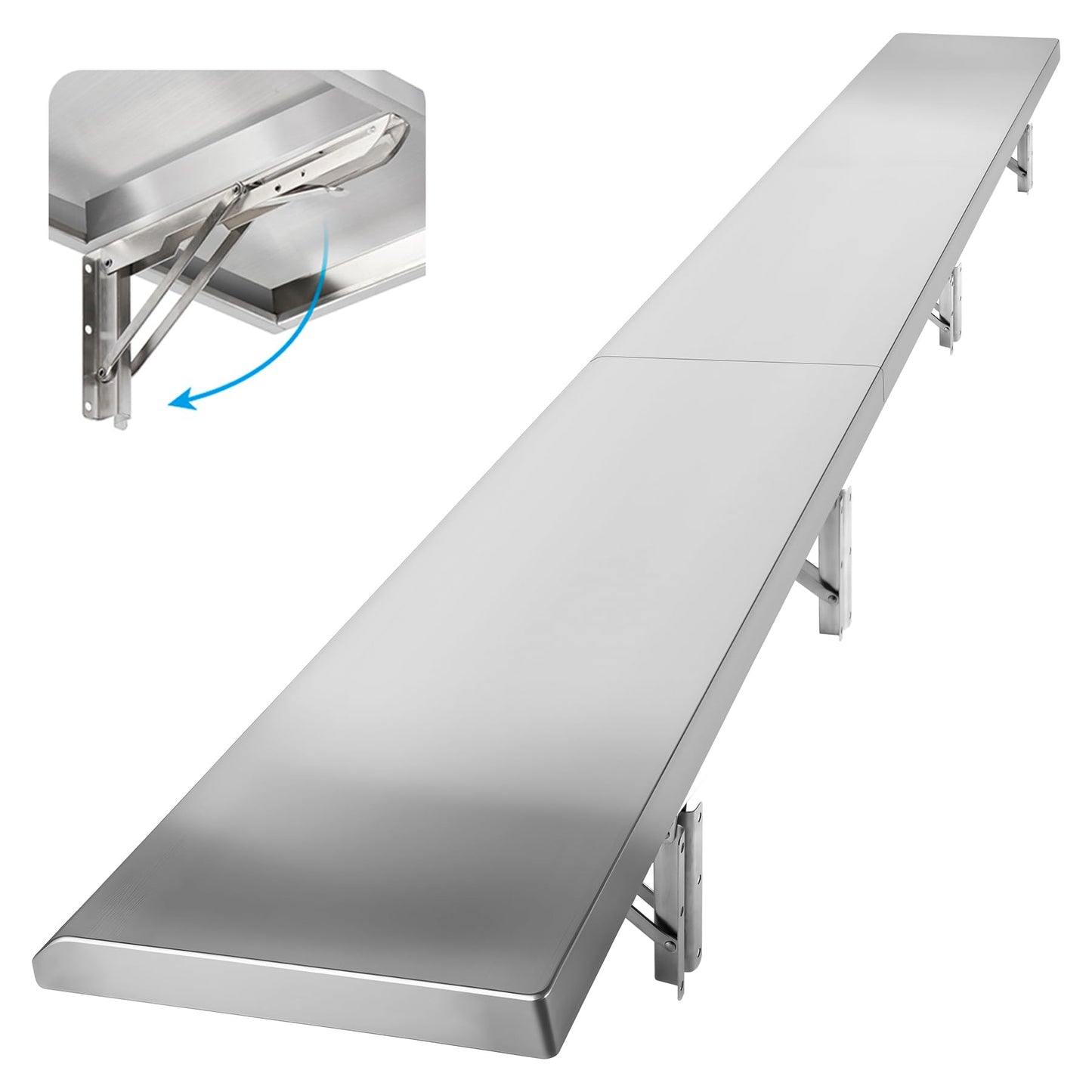 Toriexon Folding Concession Shelf 12" x 72", Spliced Style Drop Down Concession Serving Window, Stainless Steel Folding Shelf Serving Food Shelf for Windows