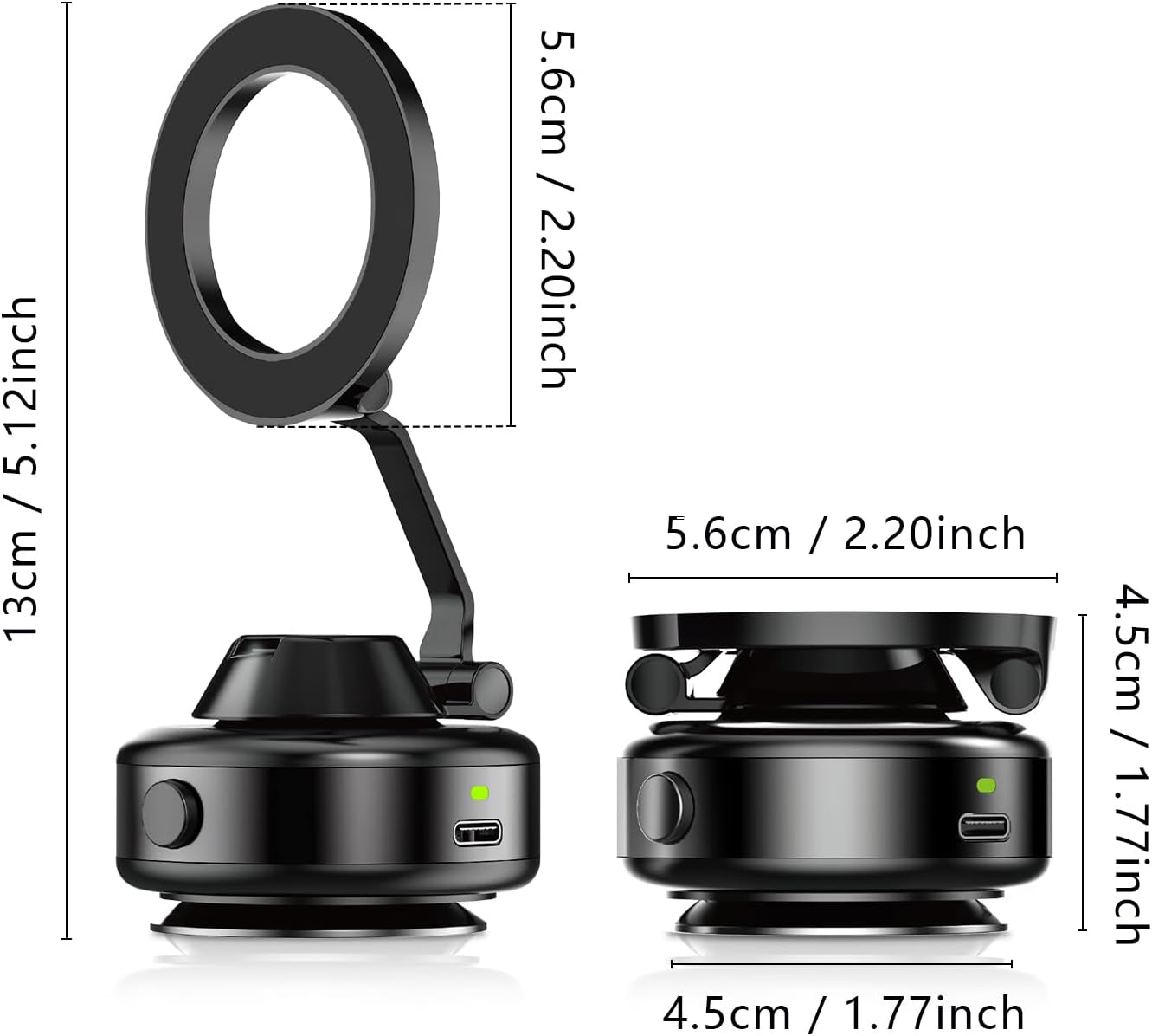 AGANS 360 Electric Vacuum Suction Cup Phone Mount, Rotatable Universal Magnetic Car Mount for Dashboard & Windshield