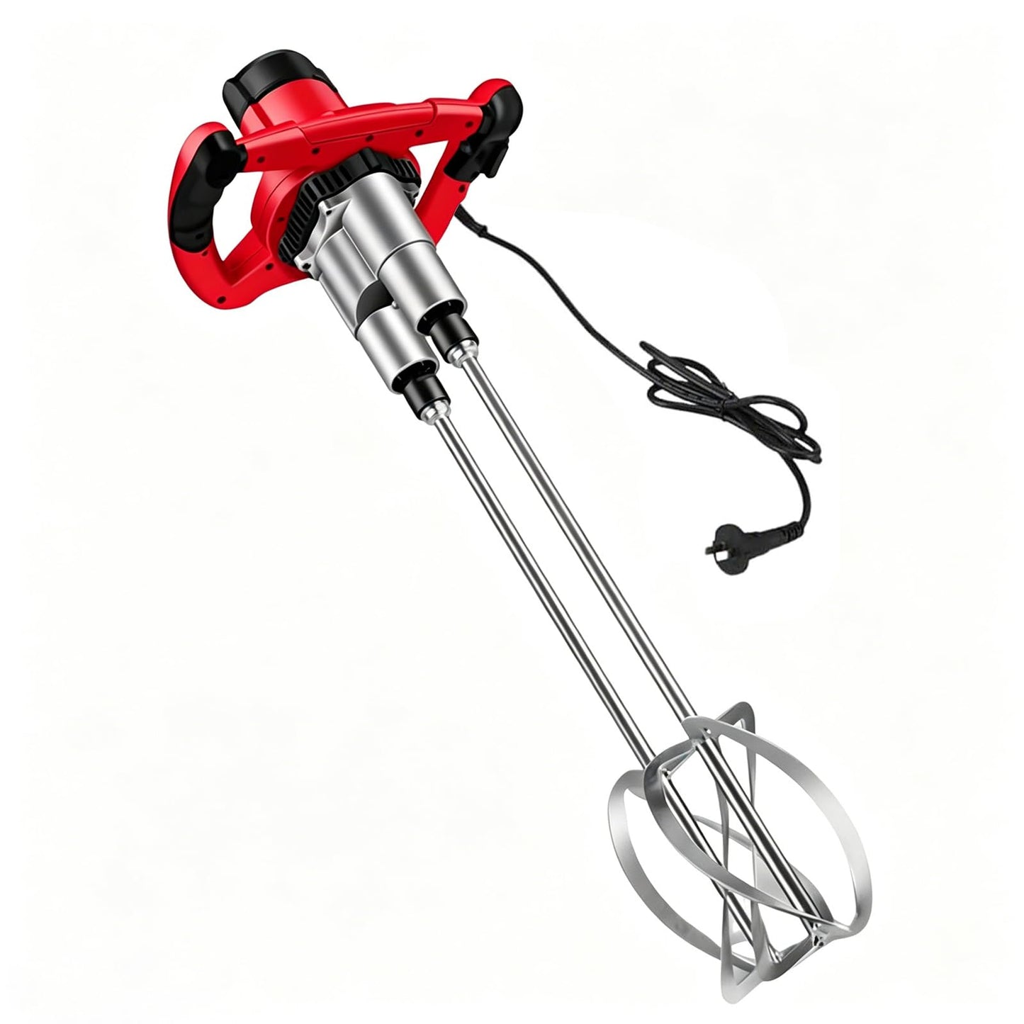 Cement Mixer 2300W Handheld Electric, Double-Paddle Concrete Mud Mixer, 6 Speed Adjustable Portable Double Auger Mixer for Mortar Paint Fodder Resin