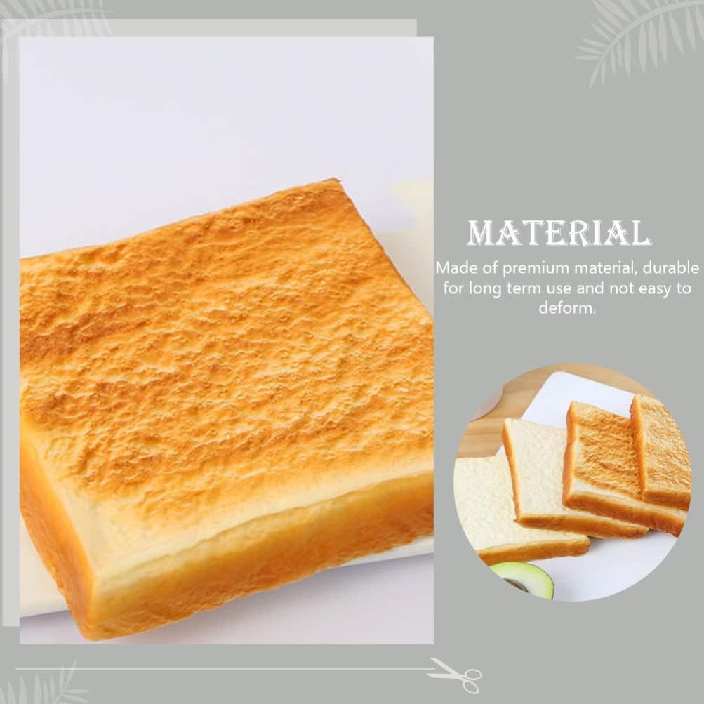2 4.52X4.52X0.78 Inch Kisangel Simulated Bread Adornments Pcs Realistic Toast Model Ornaments for Photography Props