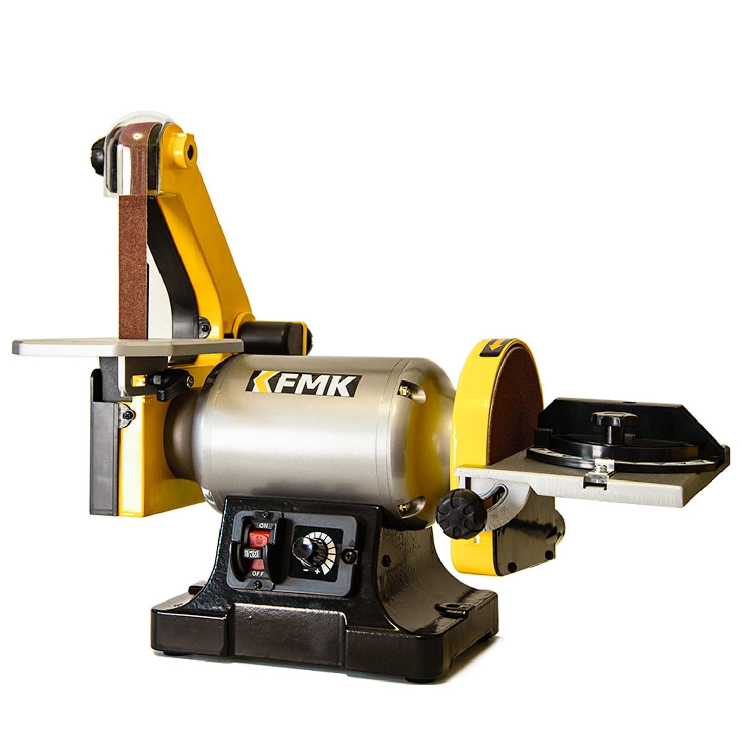 KFMK Variable Speed 1" x 30" Belt & 6" Disc Sander Combo, 3/4 HP Direct-Drive Motor, 2000–3400 RPM Disc / 1909–3248 SFPM Belt, Adjustable Work Tables & Miter Gauge, Benchtop Sander for Wood & Metal
