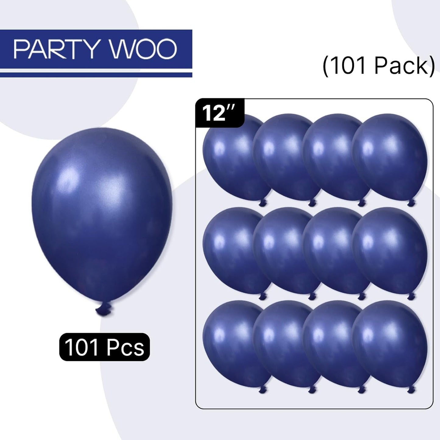 PartyWoo Navy Blue Balloons - 101pcs 12 Inch Dark Blue Latex Helium Balloons for Celebrations