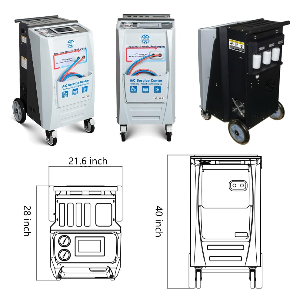 AC2100 Automatic Refrigerant Recovery & Recharge Machine, Compatible with R134a or R1234yf Dual Refrigerants for Automotive AC Systems