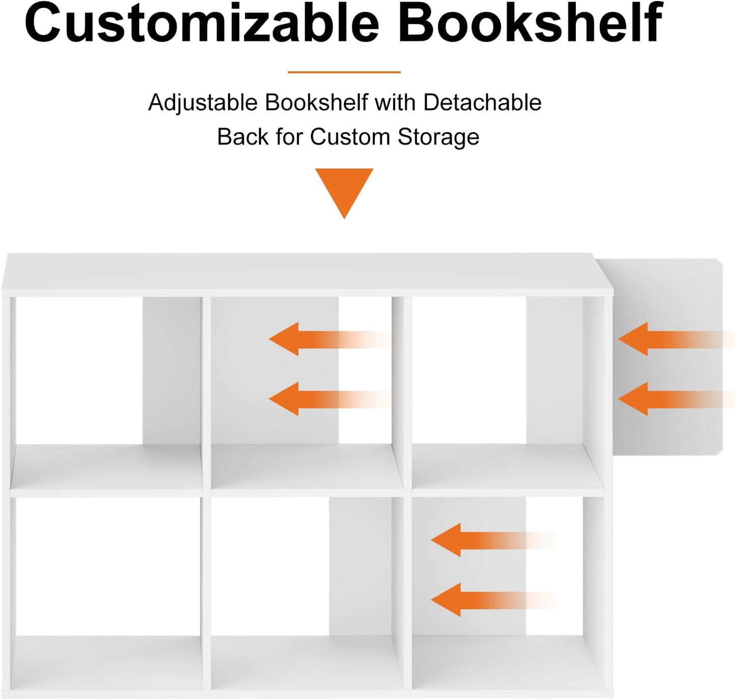 Sweetcrispy 6 Cube Storage Organizer - Versatile Open Cube Bookshelf with Removable Back Panels | White, 36" L × 11.6" W × 24" H