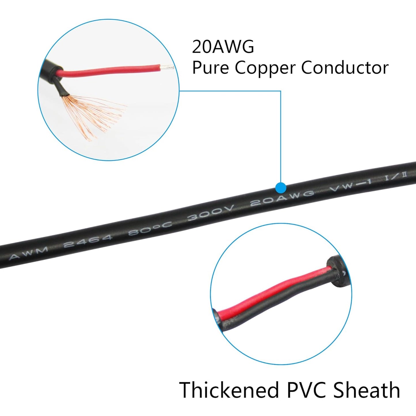 2 11inch, 5V/5A 2 20AWG, 4Pcs USB C to Pin Bare Wire Open End Power Cable USB Type C Male Plug Pin Pigtail Cable