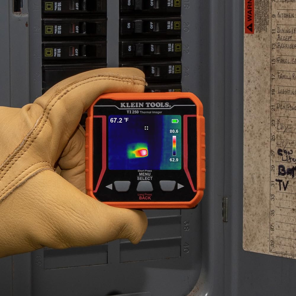 Klein Tools TI250 Rechargeable Thermal Imaging Camera, Camera Displays Over 19,200 Pixels with 3 Color Palettes, High / Low Temperature Points