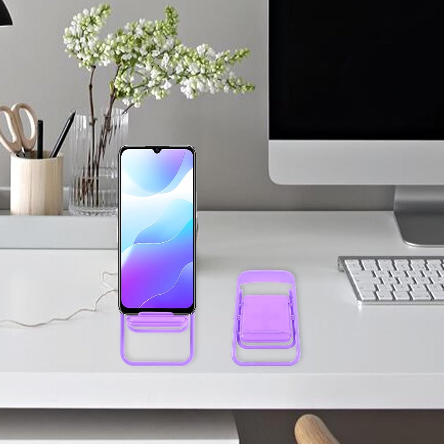 Angoily 10pcs Folding Chair Design Phone Stands Mobile Phone Brackets Creative Cellphone Holders for Desktop Use