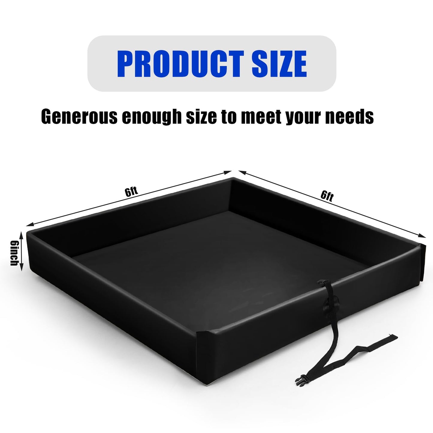 Wettarn Folding Duck Pond 6' x 6' Portable Spill Containment Berm Wall Containment Berm (Black)