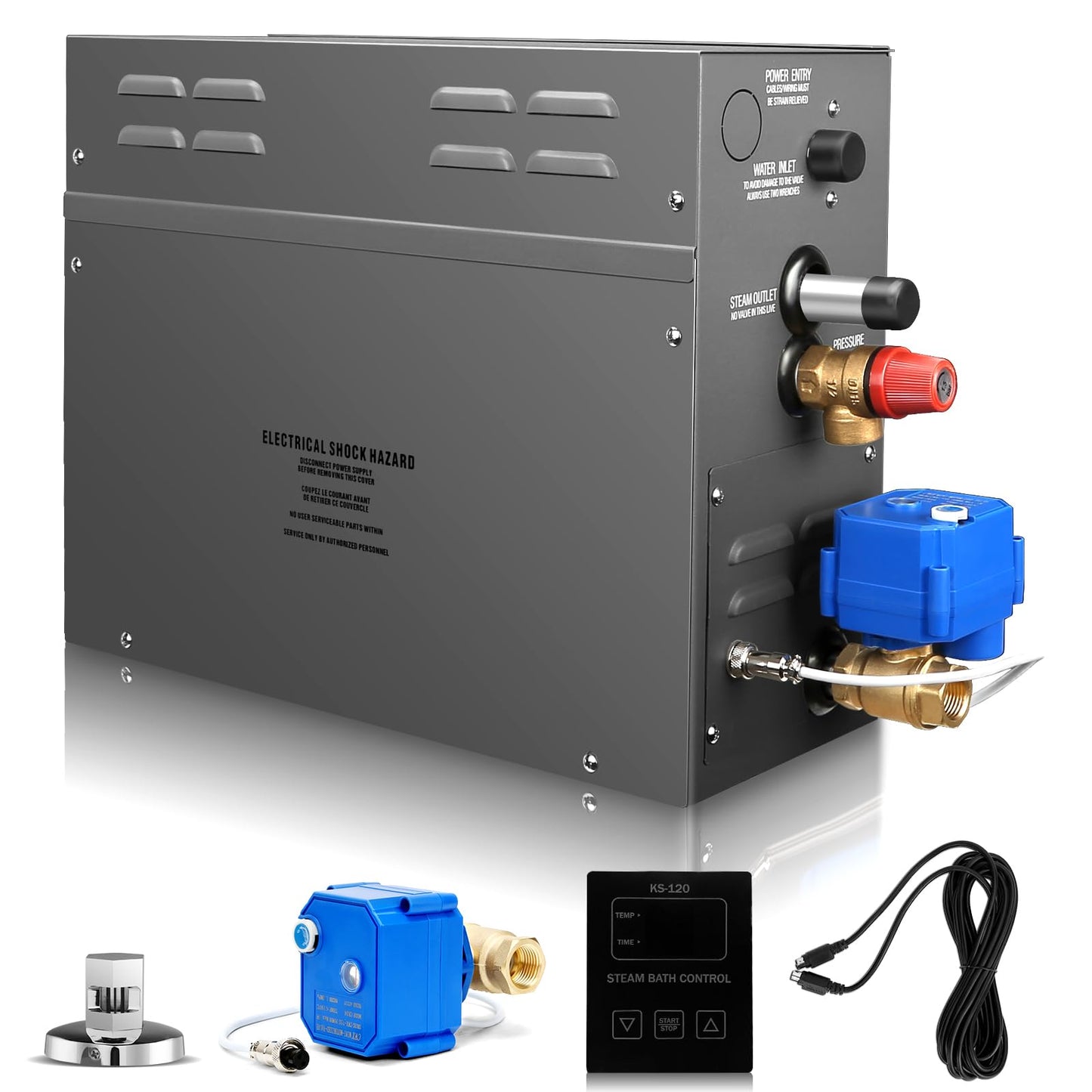 4KW Steam Generator-Quick start continuous steam，with Black digital control panel Self-Draining System, 95-131°F Temp Control,Can be used for heating a space area of 4m³/141Cu.ft. (4KW 220V)