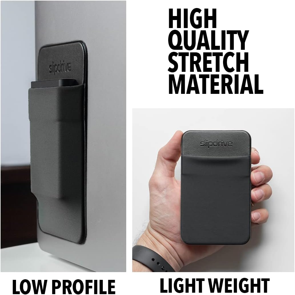 Slipdrive - Portable Hard Drive Sleeve for Laptop - SSD Solid State Drive - Reusable Adhesive - Stick on External Hard