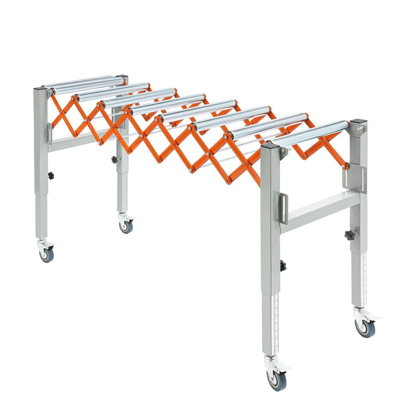 Adjustable Conveyor Table, Material Handling Table, 110 lb Extendable Conveyor with Swivel Casters & Hooks, 4 Brake Wheels, Industrial Conveyor for Warehouse, Assembly, Woodworking
