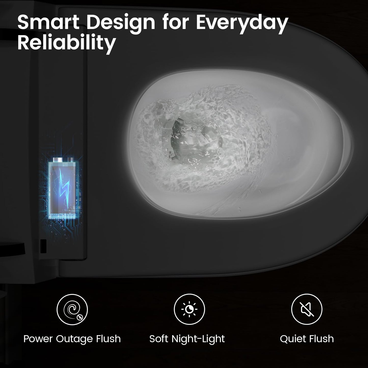 Smart Toilet with Built-in Bidet, One-Piece Bidet Toilet for Bathrooms, YA60 Bidet Toilet with Auto Flush, Kick Flush, Heated Seat, Warm Water and Dryer, Night Light, and Blackout Flush