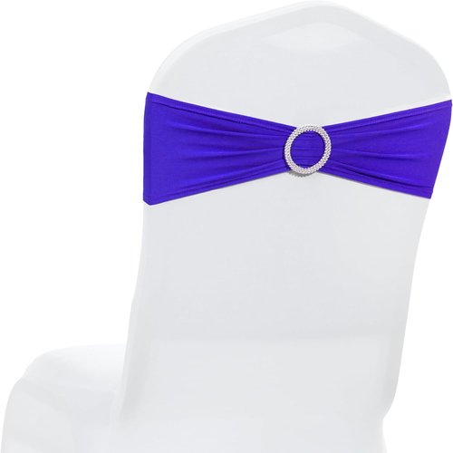 MDS Premium Spandex Chair Sashes - Stretch Covers with Buckle Slider | Pack of 100 - Royal Blue