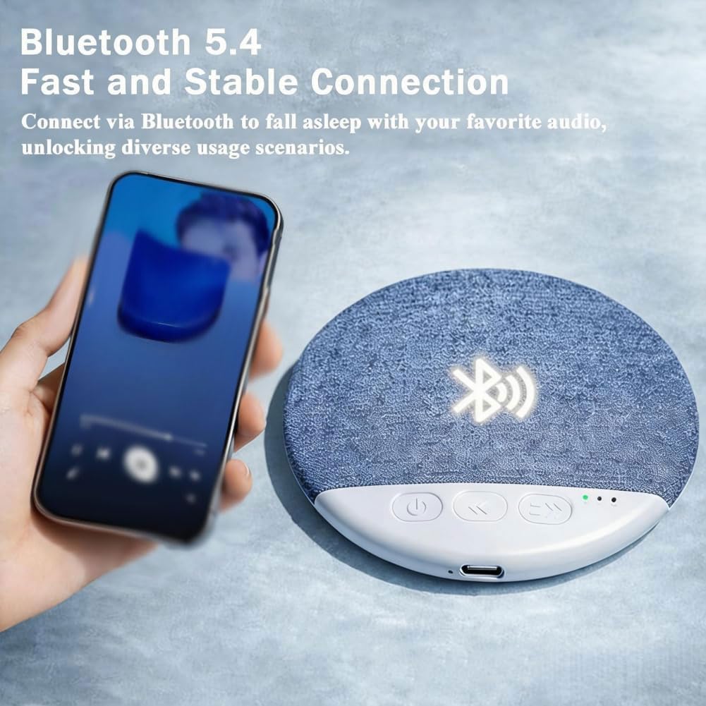 Generic 5.4 30/60 Bluetooth Pillow Speaker, Mini Portable Under Pillow Speaker with White Noise Timer, Ultra Slim