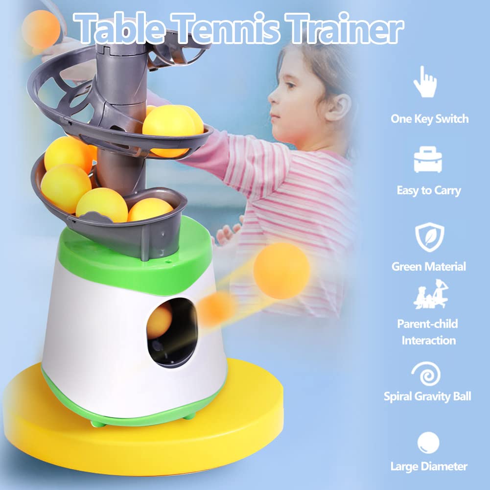 Table Tennis Serve Machine, Portable Table Tennis Trainer Automatic Launcher Robot with 10 Balls for Beginners/Lovers Table Tennis Launcher