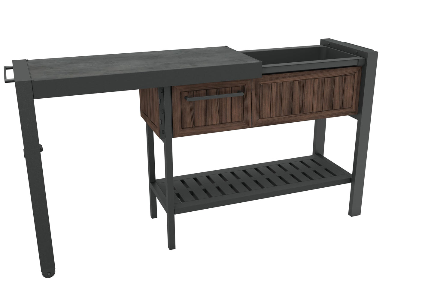 Keter Extendable Outdoor Bar Cart with Hidden Cooler, Storage Drawers & Prep Surface – Mobile Patio Serving Station with Drainage Kit & Hidden Wheels for Backyard, Garden & Poolside Entertaining
