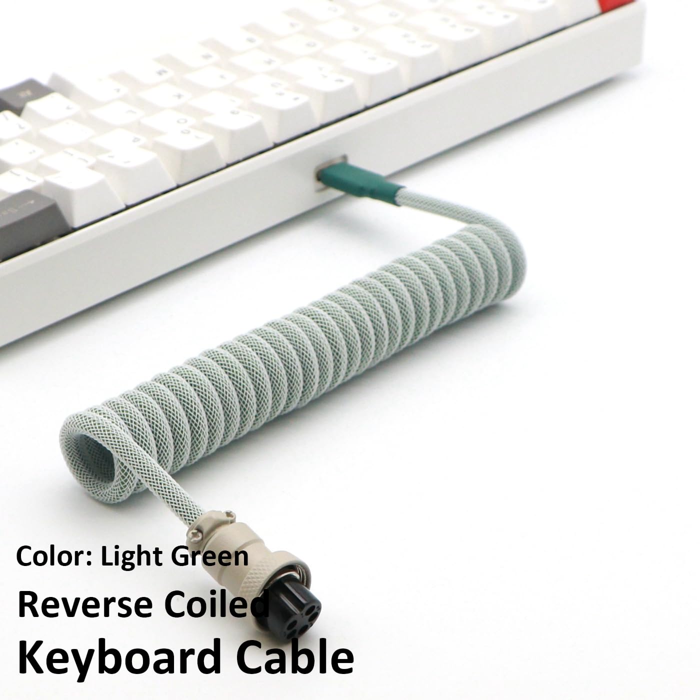 KCSJXF 5Pin GX16 1.2m Pro Coiled Keyboard Cable, Double-Sleeved Mechanical Keyboard Cable with Aviator, USB A to USB