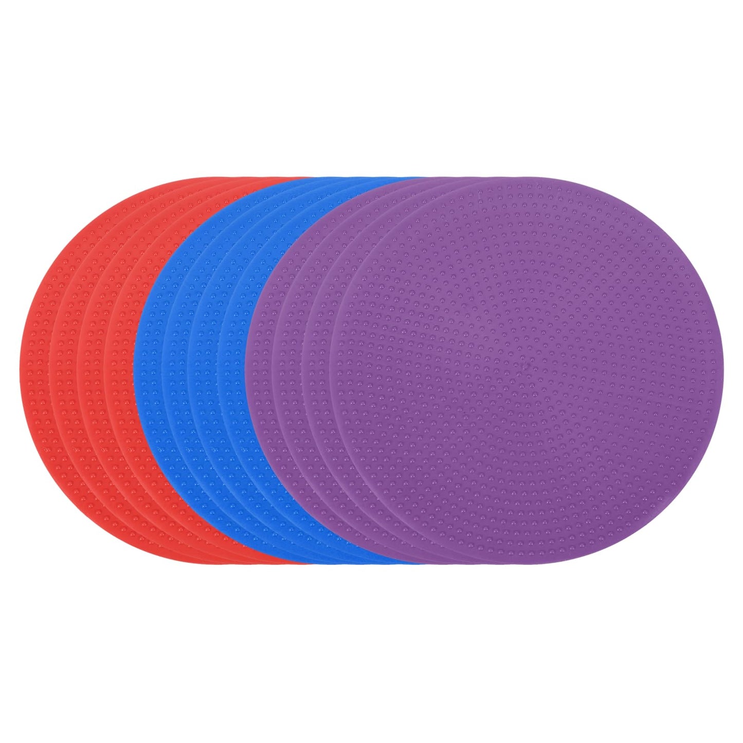 PATIKIL Spot Markers 4 Inch, 12 Pcs Non-Slip Floor Dots Agility Markers Flat Field Cones Poly Dots for Gym PE Speed Training Dance Soccer Basketball Sports, Red/Blue/Purple