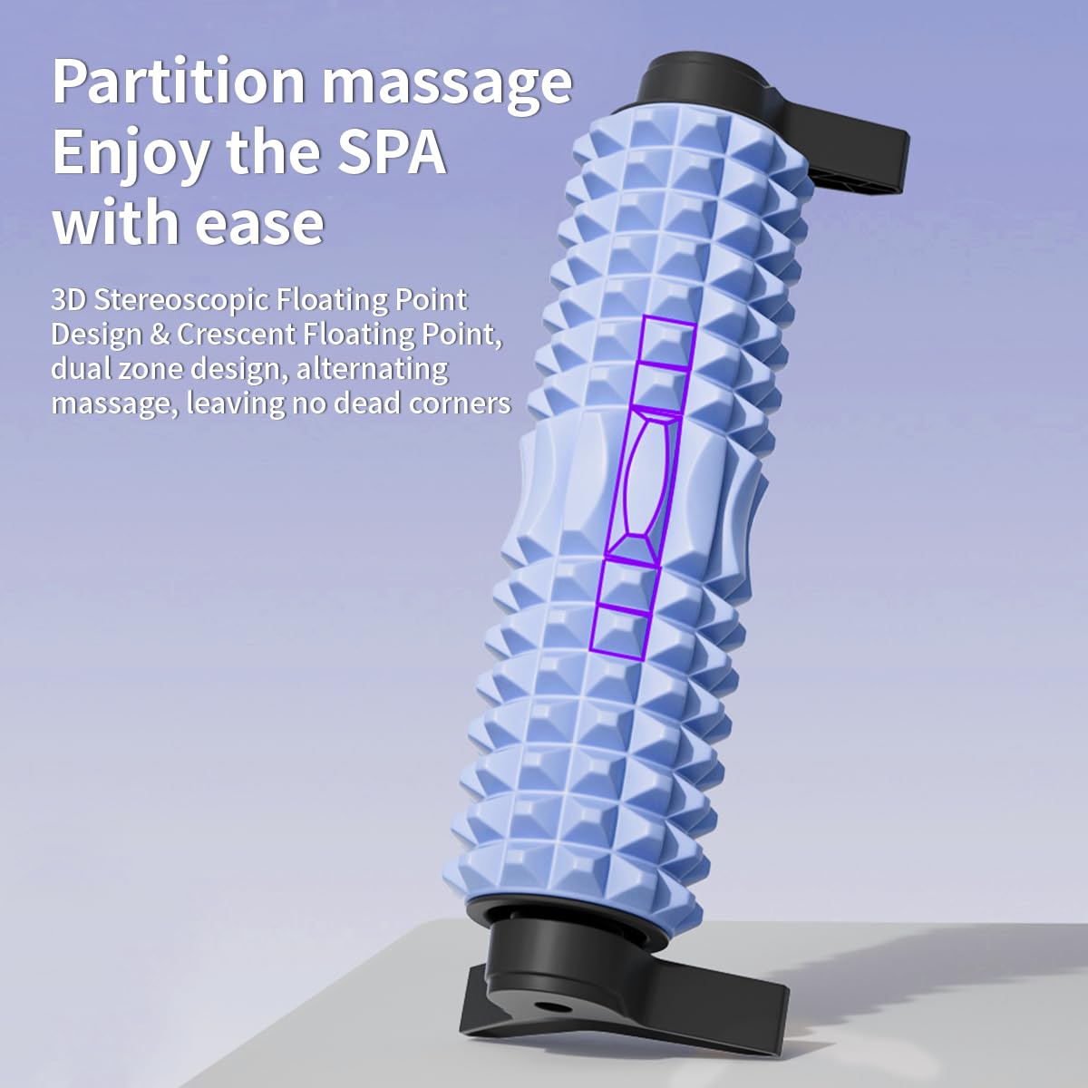 New Upgrade Bracket Foam Roller with Stand for Back Leg Pain, 21 Inch Firm Deep Tissue Muscle Massager for Sore Muscles (Blue)