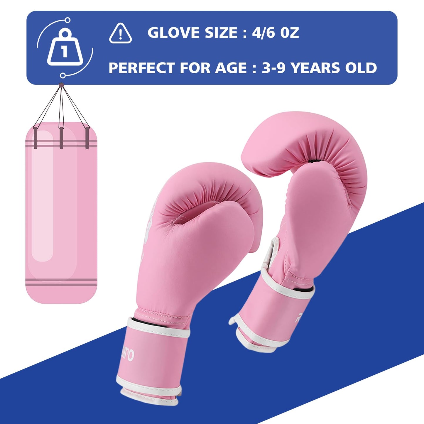 Redipo Kids Boxing Gloves, Sponge Foam Training Sparring Gloves Thai Kick Boxing for Kid and Youth, Suitable for Boys and Girls Age 3 to 12 Years (Pink, 4oz)