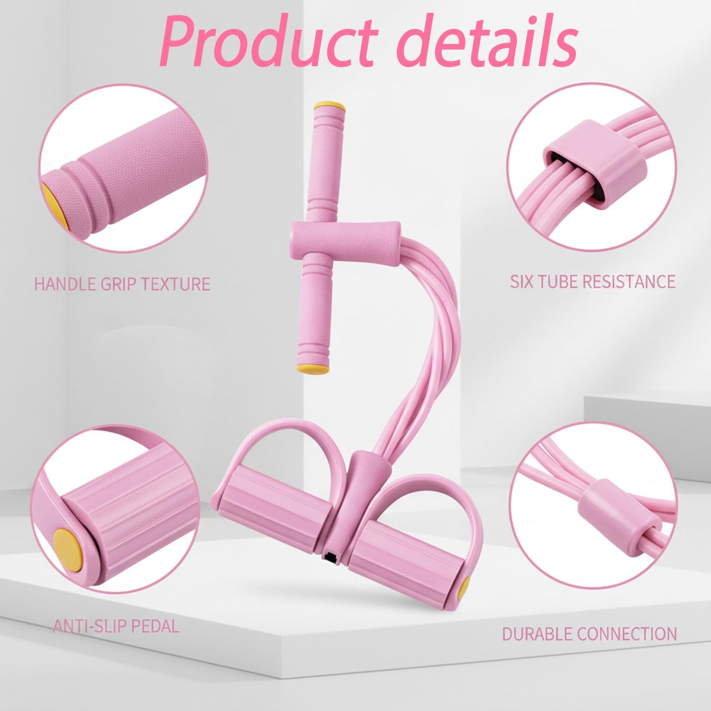 Pedal Resistance Band, Multifunction Pull Up Assistance Bands, 6 Tube Foot Pedal and Handles for Full Body Strength Training, Space-Saving Exercise Solution Home Workout Equipment