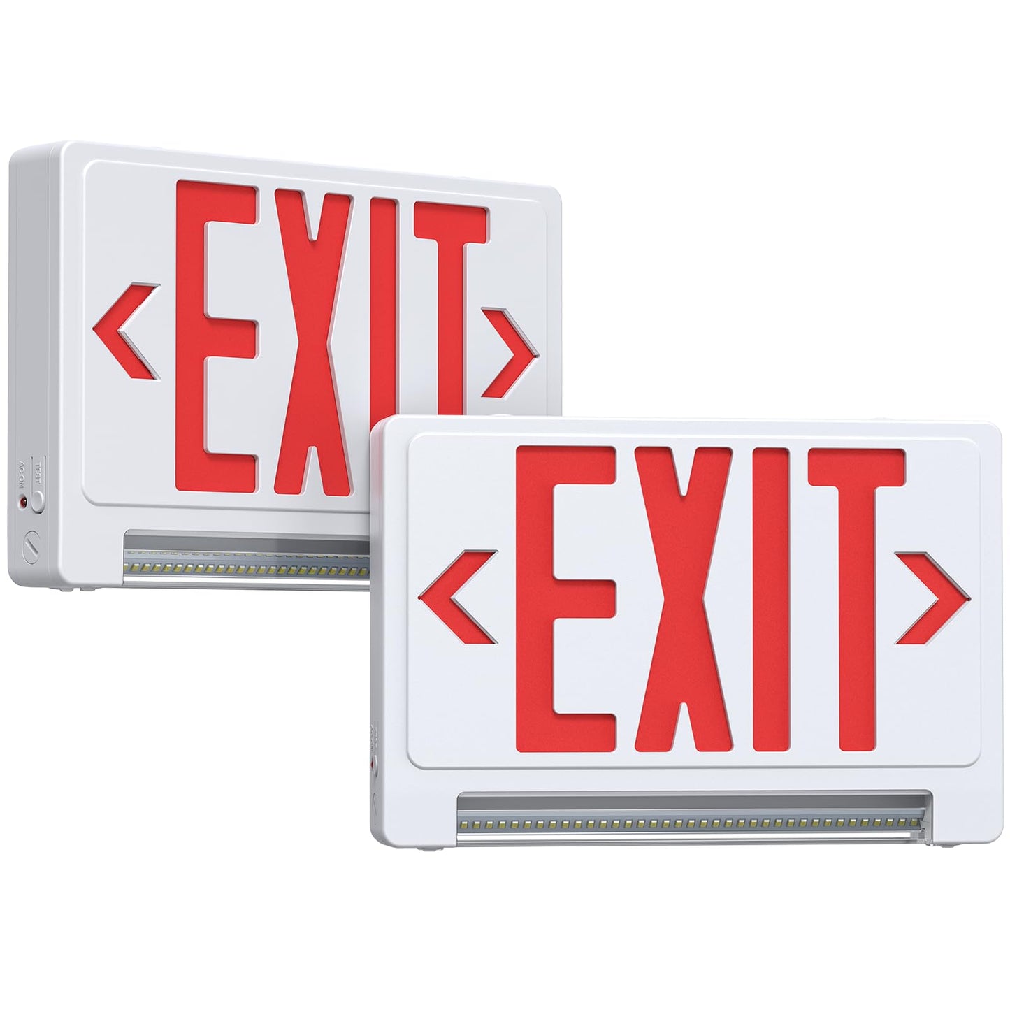 Exit Signs with Emergency Lights Battery Backup, UL Listed Double-sided Exit sign with Adjustable Light Pipe, Hardwired Compact Commercial Lighted Exit Sign, 120/277V Top/Side/Wall Mount (2 Pack)