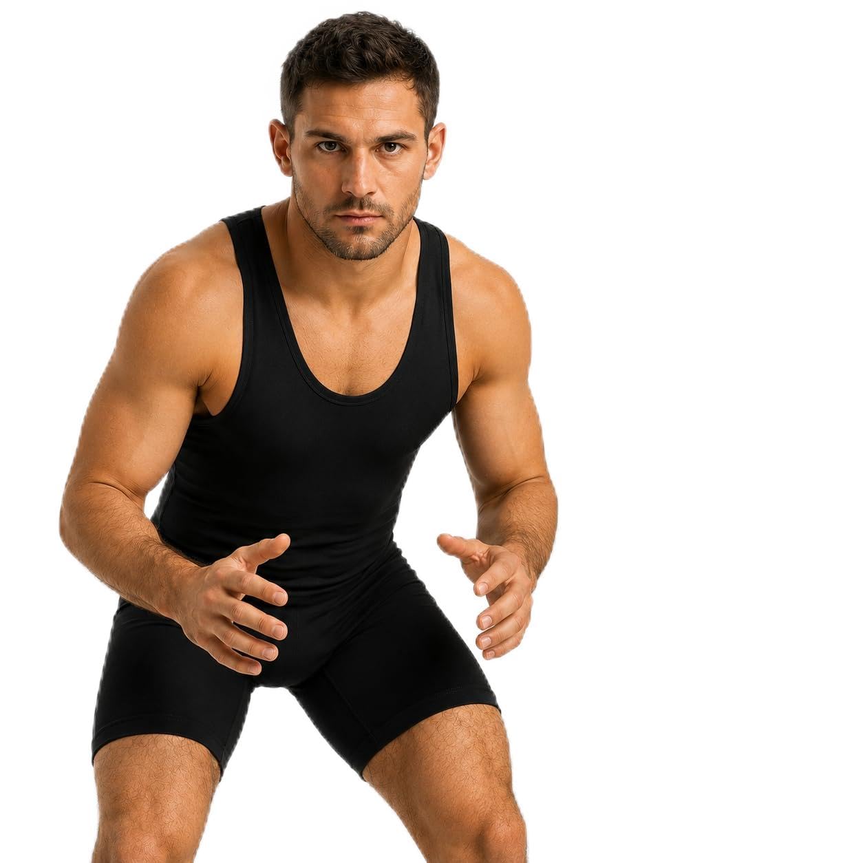 Roar Athletic Men's Wrestling Singlet Suit Bodywear Uniform for Men and Youth, Powerlifting and Exercise Equipment (Black, Adult Medium)