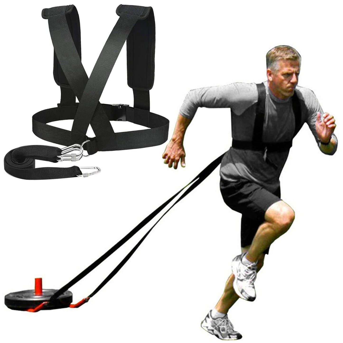 AZIDWERYQ Weight Sled, Nylon Sled Harness Tire Pulling Harness Speed Training Equipment Pull Strap for Sprint Running and Football, Basketball, Soccer Workout Equipment Speed Training